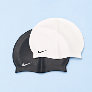 나이키 Nike 실리콘 수영 모자 플레인 프리미엄 수영모 수모, 2개, 화이트+블랙
