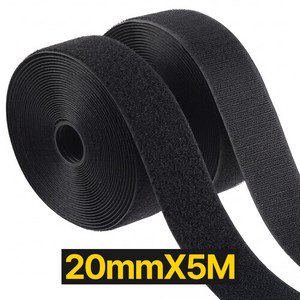 프렌티 찍찍이 양면 세트 벨크로 테이프 20mmX5M, 2개, 블랙