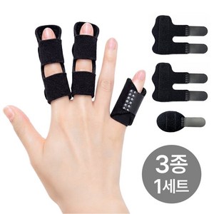 헬로제인 손가락 고정 보호대 (대2+소1), 검정, 1세트