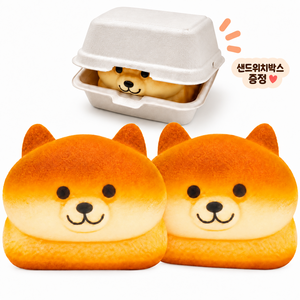 UB toy 베이커리 스퀴시 식빵 강아지 빵 말랑이, 시바견 모양, 2개