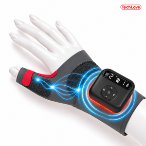 TechLove 정품 엄지손가락통증 건초염 완화 업그레이드 TENS+EMS 마사지기 손목 손가락 온열 보호대, 블랙(M오른손), WD3H