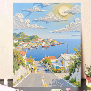 [샵포유] DIY 유화 명화 그림 그리기 세트 (40x50cm), 1세트, 비치 하우스