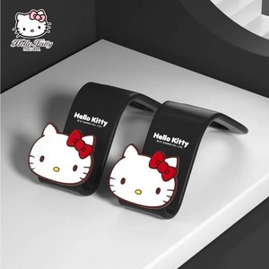 산리오 차량용 헤드레스트 후크 고리 가방걸이 뒷자석 거치대, 블랙 헬로키티, 2개