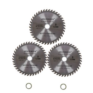 플로메리아 목공용 그라인더날 5인치 3개입 외경125mm 내경20mm 톱수40개 초경팁 목재용 절단날 원형 톱날 초경 톱수40개 팁쏘 목공날 목공톱날 목공커팅, 1세트