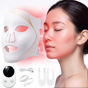 Lightium 홈에 근적외선 led 마스크 피부관리 마사지기 톤업 모공관리 얼굴 뷰티 디바이스 (무선형), 1개, 흰색
