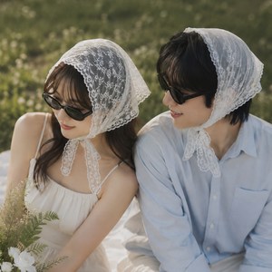 파티굿즈 셀프웨딩 커치프+선글라스 웨딩촬영 소품, 2개, 화이트
