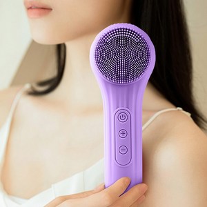 LOMESO 진동클렌저 실리콘 브러시 세안 전동 클렌저 온열 얼굴클렌징기계, 퍼플, SK0308