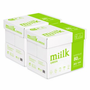 miilk 그린 복사용지 80g, A4 (2500매), 5000개