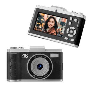 RUNHome 하이엔드 디지털 카메라 6400W 픽셀 여행용 인생+64G메모리카드, 블랙