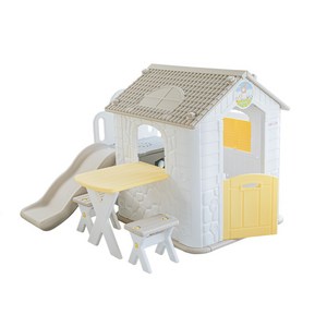 아누리 키즈하우스 유아 놀이 실내놀이터, 슬라이드하우스(테이블+미끄럼틀세트), 내츄럴베이지, 1개