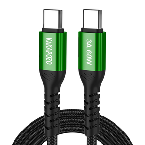 KAKAPOZO C to C PD 60W 고속충전 케이블, 블랙/그린, 0.5m