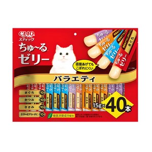 챠오츄르 고양이 스틱 짜먹는 간식, 참치 + 가다랑어 + 닭가슴살 + 혼합맛(닭가슴살/게), 15g, 40개
