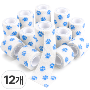 스마일플로우 강아지 안심발보호 벗겨짐방지 붕대신발, 12개, 블루