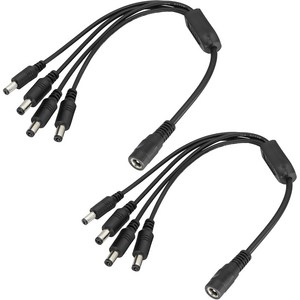 5.5*2.1mm DC 전원 분배 케이블 암1 수4 CCTV 보안카메라 DVR LED스트립 다중전원 공급 Y분배선, 2개, 1 female to 4 male