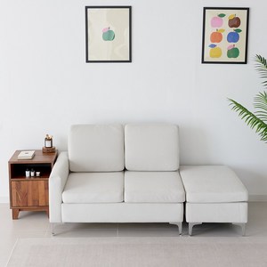 오스본가구 모던 아쿠아텍스 패브릭 2인용 소파 + 스툴, 아이보리