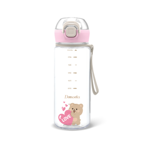 다소다 원터치 트라이탄 허그보틀 어린이 물통 스트랩세트, 1개, 480ml, 러블리핑크