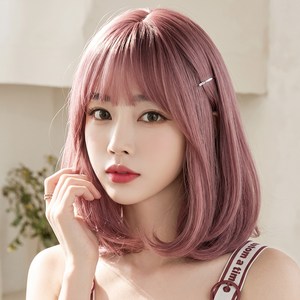 여성 가발 패션 전체가발, 애쉬핑크, 1개