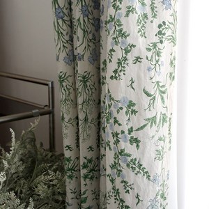 바이아미 아나벨 꽃무늬 아이방 빈티지 레트로 커튼 s-130세로150 맞춤제작 린넨 커튼