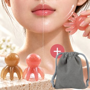 모비젤 넓은면적 바디 얼굴 두피 문어괄사 지압 1+1, 로제아핑크+누아르브라운, 1세트