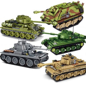 20세기 클래식 전차 T34/38T/티거탱크/야그드팬서 G1 장갑차 조립 블록 장난감 세트 군사 시리즈 수제 DIY 장식 소장 모델 남자 선물, 1개, 38T 탱크