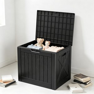 Homeco 데크박스 야외보관함 150L 방수 실내외 다용도 농기구 정리함 플라스틱 수납함, 블랙 150L