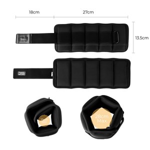 WELLGYM 2p 세트 멀티 중량 조절 가능 중량 밴드 손목 발목 아령 운동, 3kg, Blck
