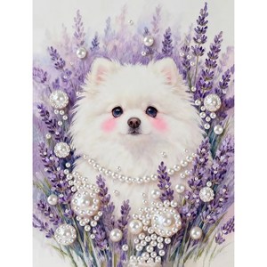 리노아 DIY 진주아트 캔버스 세트 아트토이 수공예 인테리어 그림 선물, 1개, 08우리 강아지