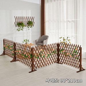 GAPINO 접이식 울타리 신축식 목제 울타리 펜스 정원 애완 동물 전원주택 펜스 울타리, 원목색 90cm X 210cm