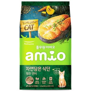 풀무원아미오 2개월 이상 전연령 자연담은 식단 고양이 건식사료, 연어, 1.8kg, 1개