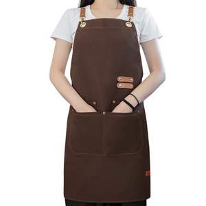 리빙코 카페 바리스타 방수앞치마, 1개, 브라운