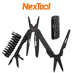 NEXTOOL 넥스툴 블랙 나이트 BLACK KNIGHT [한강사 A/S가능 시리얼 넘버] 11가지 기능 / 9가지 비트 포함 / 나일론 쉬츠, 1개