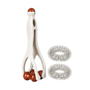 센토라 관절 지압 피로 완화 손가락 마사지기+마사지 링 세트, 브라운, 1세트