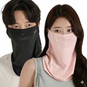 르포스 자외선차단 쿨 스포츠 골프 마스크 1+1, 블랙+파우더핑크, 1세트