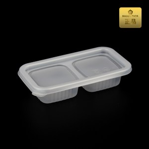 버디팩 PP 2칸 일회용 소스 용기 반투명 M-0814-2A 반찬 포장 배달, 100세트, 1개
