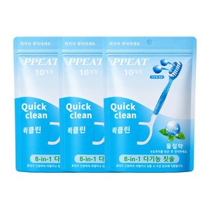 PPEAT 일회용 칫솔 물 없이 사용하는 8in1 일회용 미니 칫솔 개별포장 치실 혀클리너 이쑤시개 분리형 듀얼캡슐 일회용 치실 칫솔 추천 1 위 퀵클린 치실, 3개, 10개입, 2cm