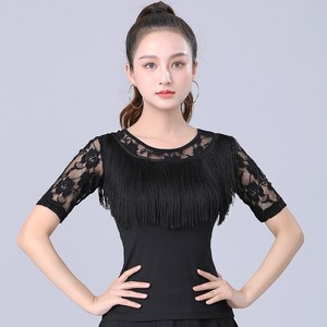 와우진플 라인 댄스 수술 레이스 반팔 상의