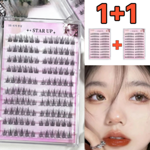STAR UP 풀 필요없은 자연 속눈썹 대용량 아이래쉬 120가닥 노글루 인조 속눈썹 초보 추천, 2개, 블랙
