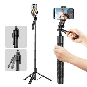 나비 셀피스틱 그립 핸들 올인원 롱레인지 무선 블루투스 롱 셀카봉 삼각대 1560mm NV79-SFS20, 1개, 블랙