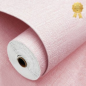 Fowod 대용량 롤 접착식 곰팡이 방지 벽지 내구성 좋은 고급 만능 풀바른벽지, 핑크