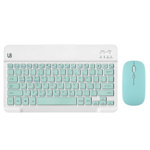 UB BK1 블루투스 무선 키보드+마우스 세트, 텐키리스, 그린 라지, BK 1
