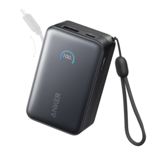 앤커 나노 파워뱅크 10000mAh 45W 보조배터리 고속충전 기내반입 C타입 케이블 일체형 아이폰 노트북 갤럭시, 블랙, A1638