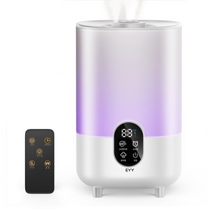 EYY 4.5L 대용량 초음파 가습기 무소음 가정용 스마트 디지털 디스플레이 리모컨 탑재 UV 살균 타이머 기능, 화이트, 1개