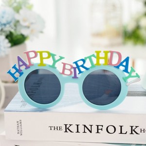 [파티팡] HAPPY BIRTHDAY 동글이 2단 생일안경 12개입 / 생일파티 포토존 소품, 블루