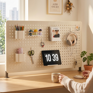 SPEEDBOX 책상 정리 타공판 선반 철제 수납 공간활용 홈오피스 80*40cm, 크림 스탠드형-80*40cm, 1개