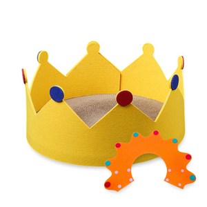 우플 고양이 왕관 스크래쳐 + 케이프, 1개, 옐로우