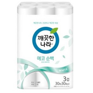 깨끗한나라 데코 에코순백 3겹 롤화장지, 30m, 30개입, 1개