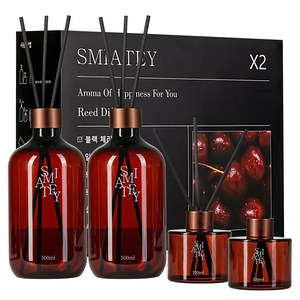 스미어티 디퓨저 대용량 실내 방향제 리필액 선물 세트 집 화장실 방향제 500ml, 블랙체리, 2개