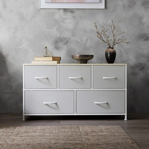 소웰홈 패브릭 2단5문 모던 TV수납장, 라이트그레이, 5단