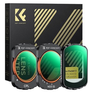 K&F CONCEPT DJI 오스모 포켓 3 호환 마그네틱 필터 세트 (CPL + 블랙미스트 1/4 + ND2-32), 1세트, NO-X Series