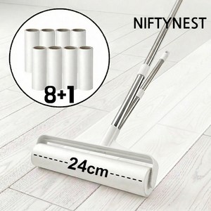 Niftynest 테이프클리너 돌돌이 길이조절 핸들 일반형 테이프 2단 핸들 + 리필9개 24cm, 1세트